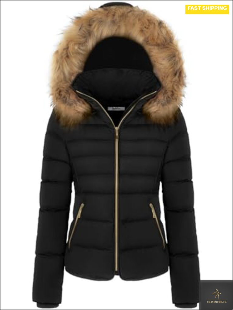 Faux Fur Hooded Thickened Puffer Jacket Fleece Lining Down Coat